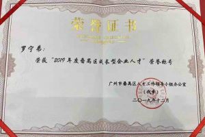 华体买球集团罗宁弟董事长荣获“2019年度番禺区成长型企业人才”
